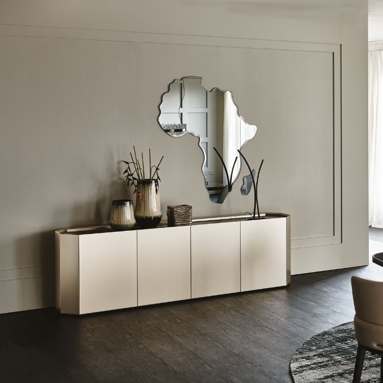 Chelsea sideboard by Cattelan Italia with minimalist bevelled sides and matt lacquered finish